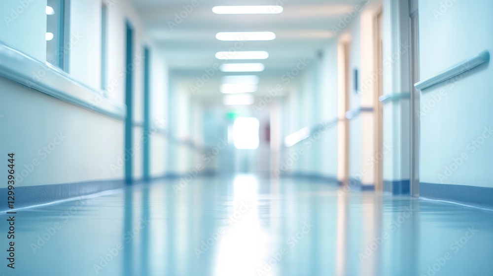 Obraz premium Empty hospital hallway. Clean, sterile, bright.