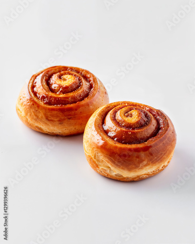 Wallpaper Mural Freshly baked cinnamon rolls with a golden brown crust served on a plain background Torontodigital.ca