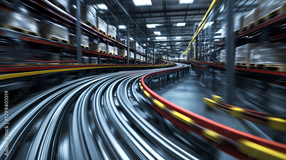 Abstract representation of a fast-moving warehouse conveyor system. Movement - Waves. Illustration Abstract representation of a fast-moving warehouse conveyor system. Movement - Waves. Illustration