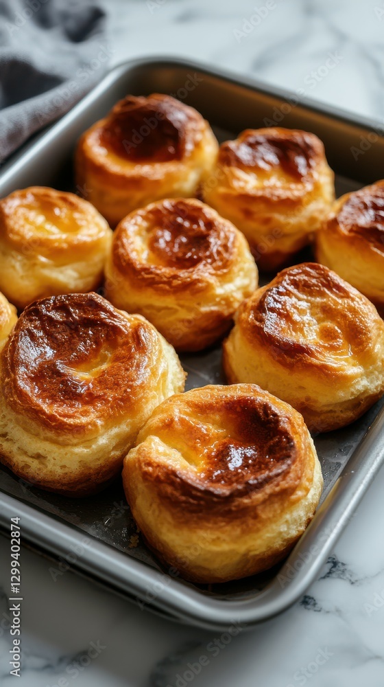 Baked pastries resting on a tray, showcasing golden-brown crusts and flaky texture in a cozy kitchen setting Baked pastries resting on a tray, showcasing golden-brown crusts and flaky texture in a cozy kitchen setting