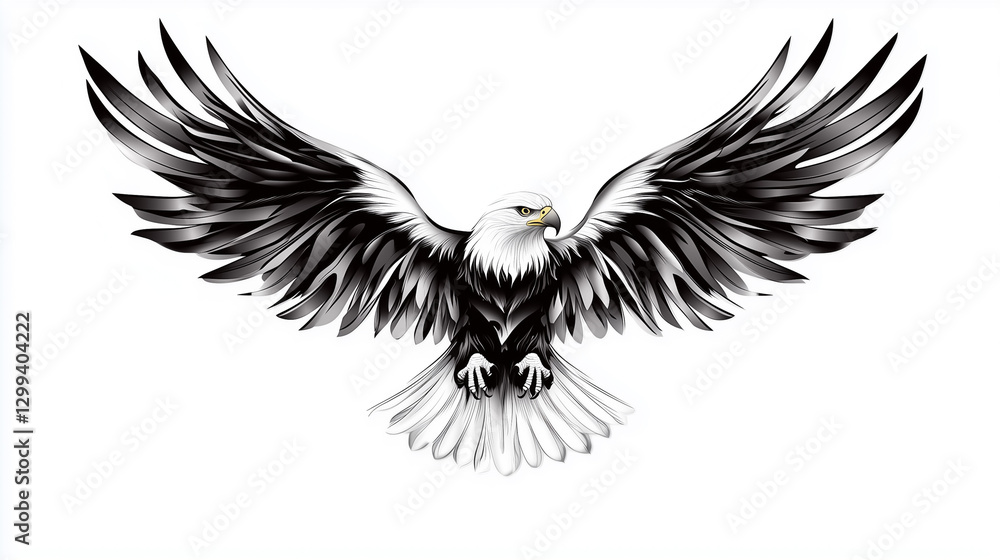 Obraz premium With majestic wings spread wide, the eagle ascends into the clear blue sky, symbolizing hope and resilience after an inspirational recovery journey at the wildlife sanctuary