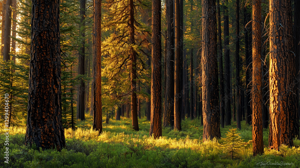 Majestic Pine Forest with Vibrant Green Needles and Natural Charm Majestic Pine Forest with Vibrant Green Needles and Natural Charm