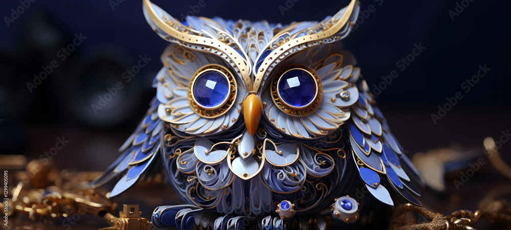 Fototapeta premium iron quilling owl, ai generative