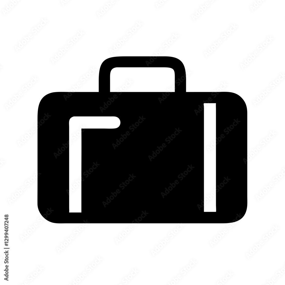 Black silhouette of a briefcase icon on a white background with copy space Black silhouette of a briefcase icon on a white background with copy space
