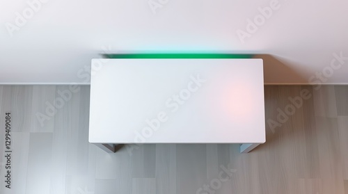 Wallpaper Mural Minimalist White Table with Green LED Light Torontodigital.ca