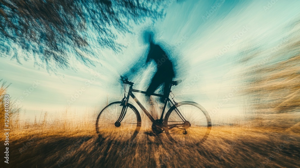 Naklejka premium Cyclist Motion Blurred Field