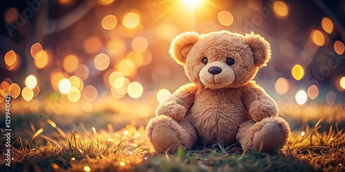 Adorable Teddy Bear with Soft Bokeh Background - Cute Plush Toy Photography