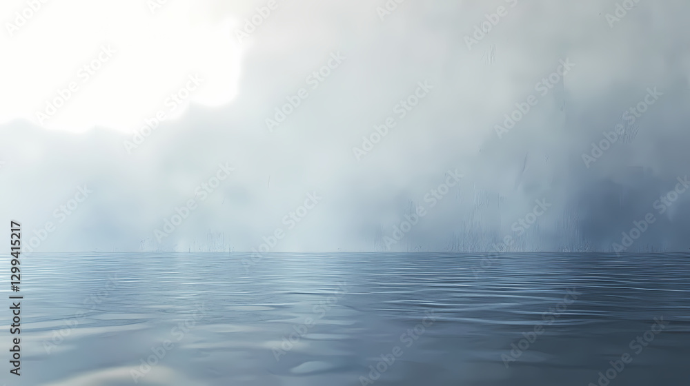 Obraz premium White wall with soft light streaks and shadow. Reflection - Lake. Illustration