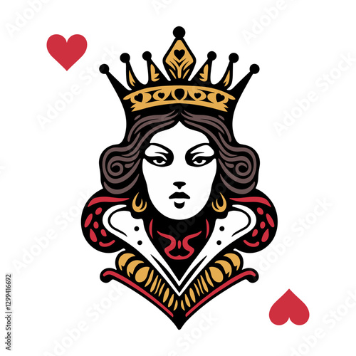 Queen of Hearts Playing Card Illustration