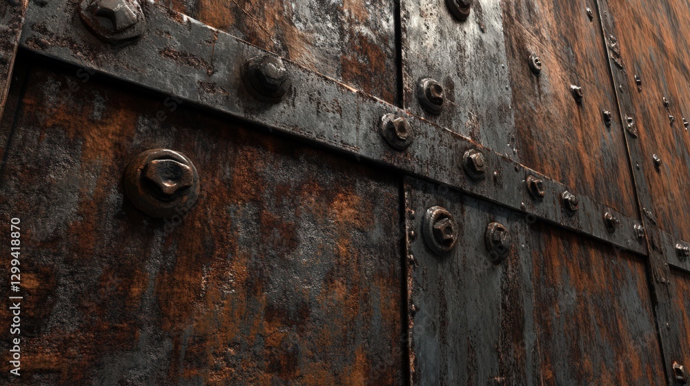 Rusted Metal Panel With Bolts And Rivets Rusted Metal Panel With Bolts And Rivets