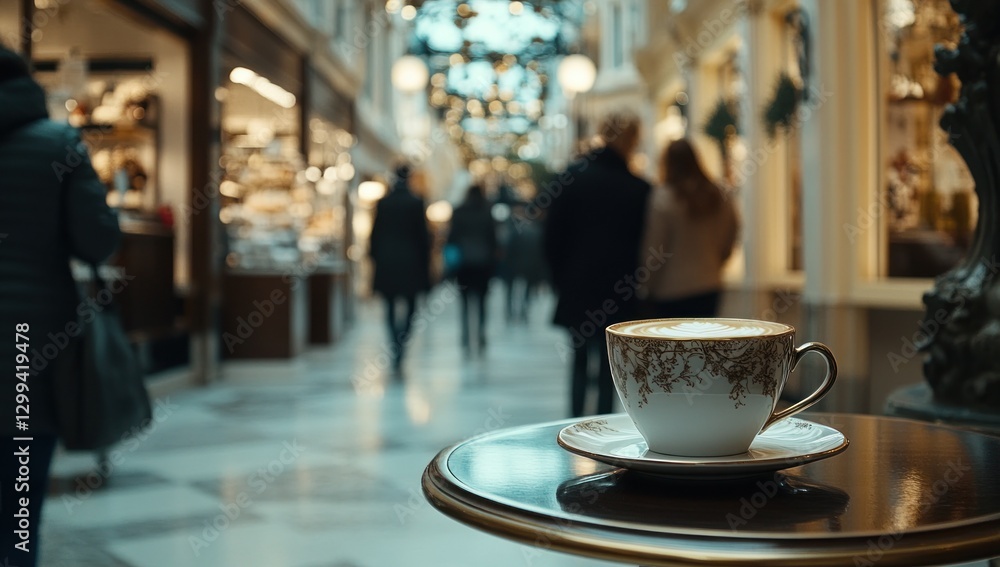A Moment of Tranquility: Cappuccino in a Parisian Arcade A Moment of Tranquility: Cappuccino in a Parisian Arcade