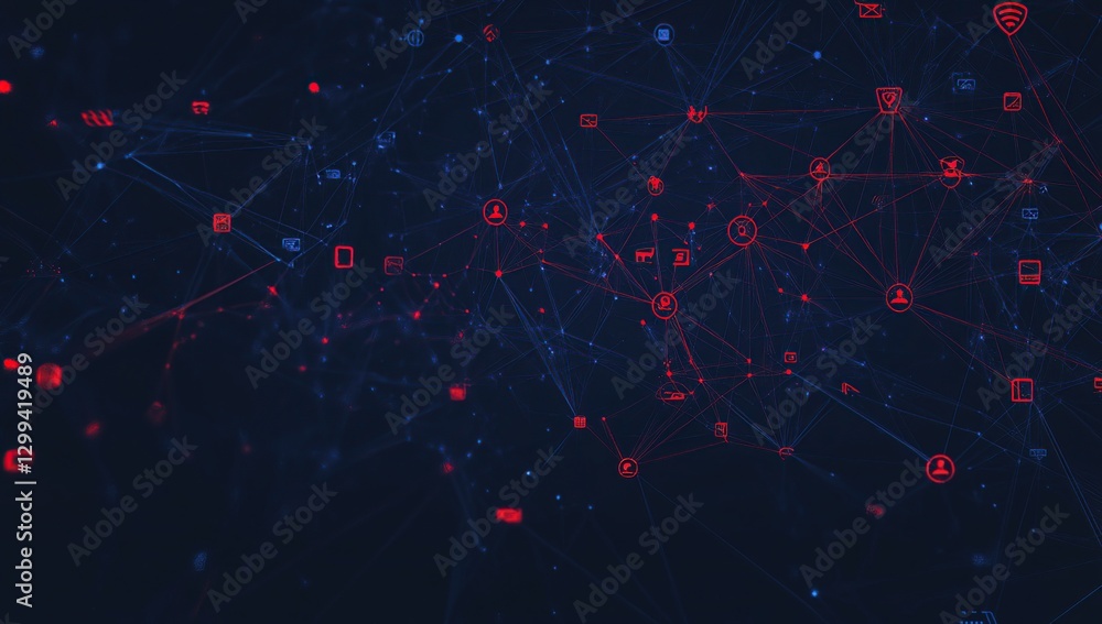 Fototapeta premium Abstract Red And Blue Data Network Background