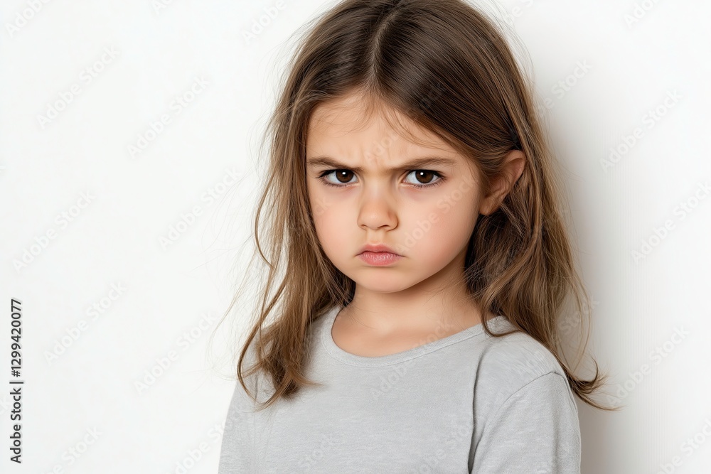 Angry Little Girl with Furrowed Brows and Pouty Lips – Expressing Frustration, Attitude, and Childhood Emotions Angry Little Girl with Furrowed Brows and Pouty Lips – Expressing Frustration, Attitude, and Childhood Emotions