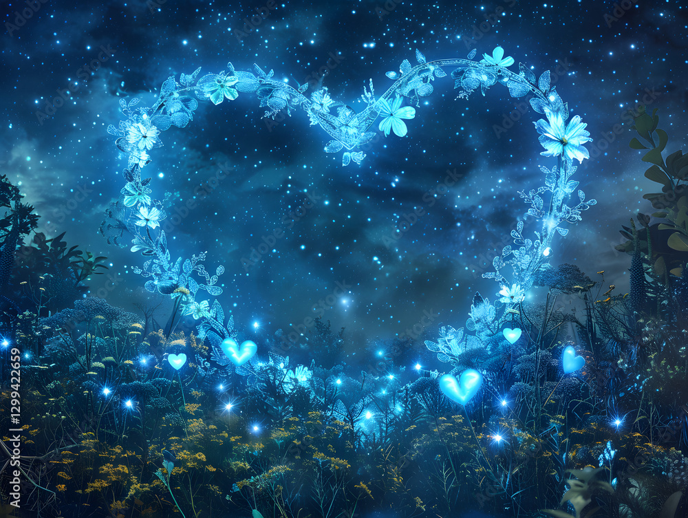 Obraz premium Glowing Floral Heart Shaped Frame