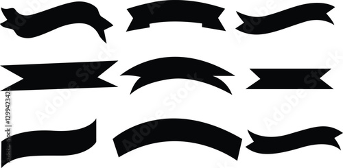 Bold Black Ribbon and Banner Silhouettes for Modern and Vintage Decorations