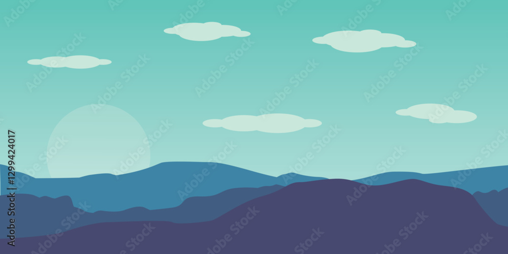 Abstract mountain landscape with soft sky and clouds.
Abstract mountain landscape with soft sky and clouds.