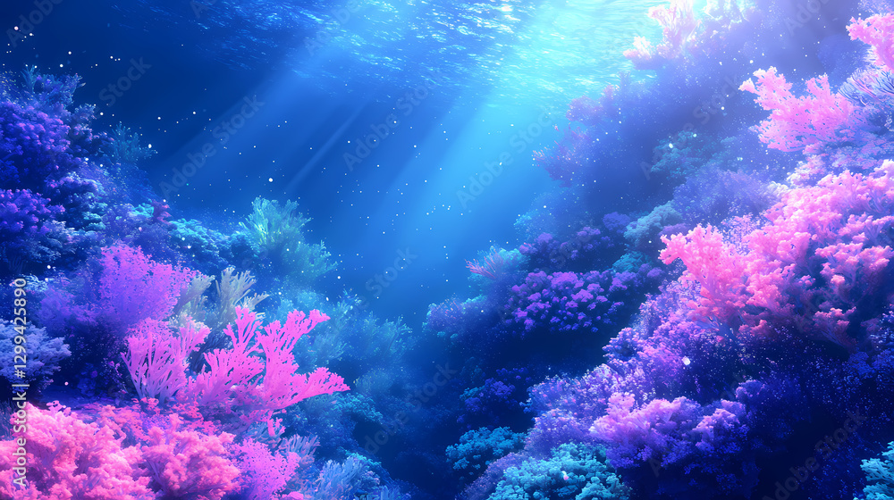 Fototapeta premium peaceful bioluminescent coral reef