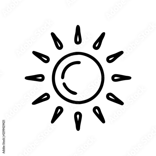 Sun icon with rays on a white background