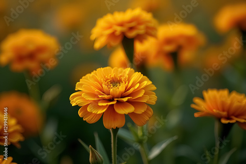 Vibrant Marigold Flowers Celebrating Dia de Muertos Tradition in Mexico