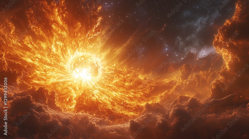 Fototapeta premium Supernovas final moments before collapse a dying stars last brilliant flash before forming a neutron star or black hole