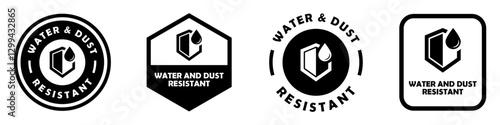 Water and dust resistant - vector icons for clothes isolated on white.