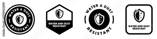 Vector icons for protective clothes or phone case - water and dust resistant.