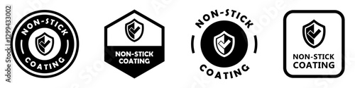 Non stick coating vector signs for kitchen utilities.