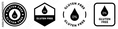 Gluten free - vector icons for healthy food packaging. Vector isolated on white.