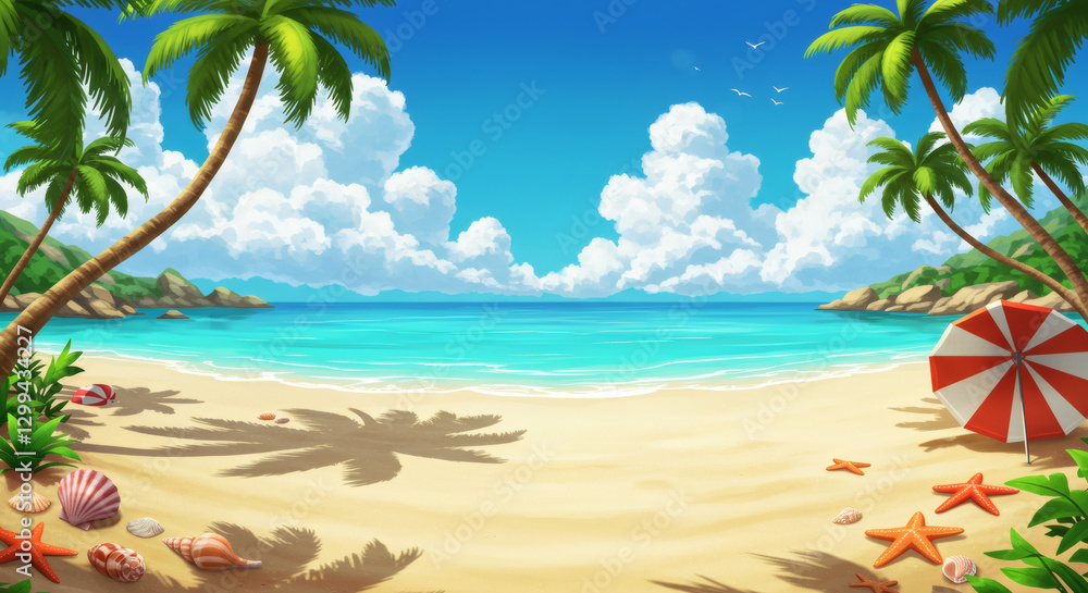 Fototapeta premium tropical beach with palm trees