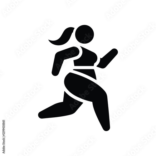 fat woman running, person silhouette icon, doing sports, obesity illustration, girl struggling with excess weight, walking, isolated on transparent