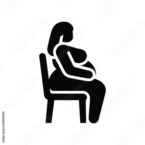 fat woman sitting in chair side view, person female silhouette icon, obesity illustration, overweight girl isolated on transparent	