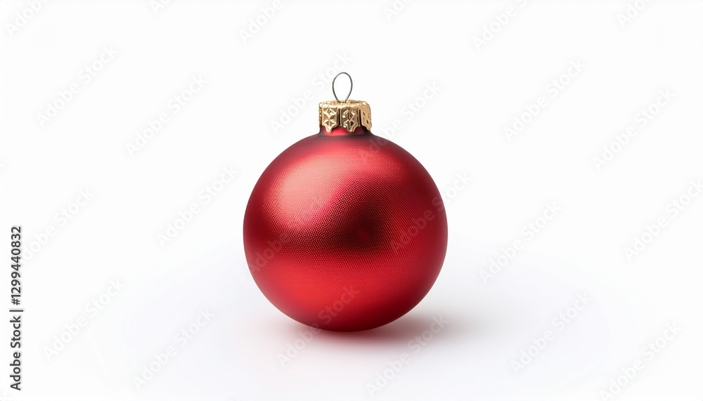 Fototapeta premium Matte Red Christmas Ball: Festive Ornament Isolated on White