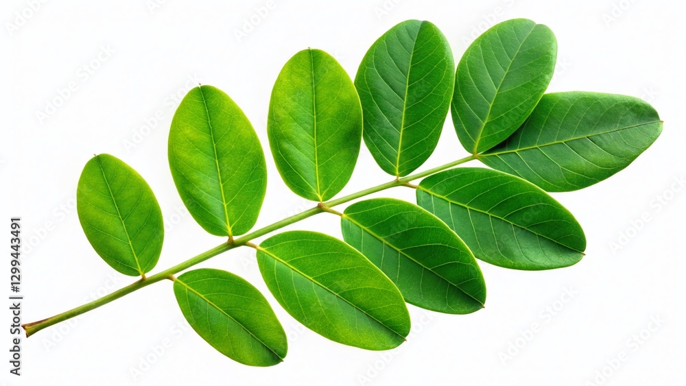Black Locust Leaves Isolated on White: High-Resolution Food Photography Black Locust Leaves Isolated on White: High-Resolution Food Photography
