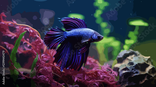 Planted aquarium with betta