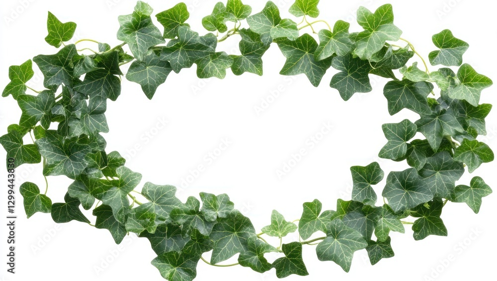 Fototapeta premium Lush Green Ivy Frame: A Natural Oval Border of Vibrant Foliage