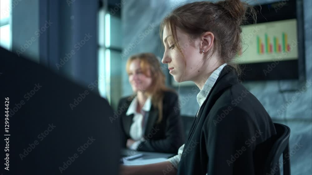 In the conference room, a group of businesspeople are discussing the follow-up meeting and the results of operations In the conference room, a group of businesspeople are discussing the follow-up meeting and the results of operations