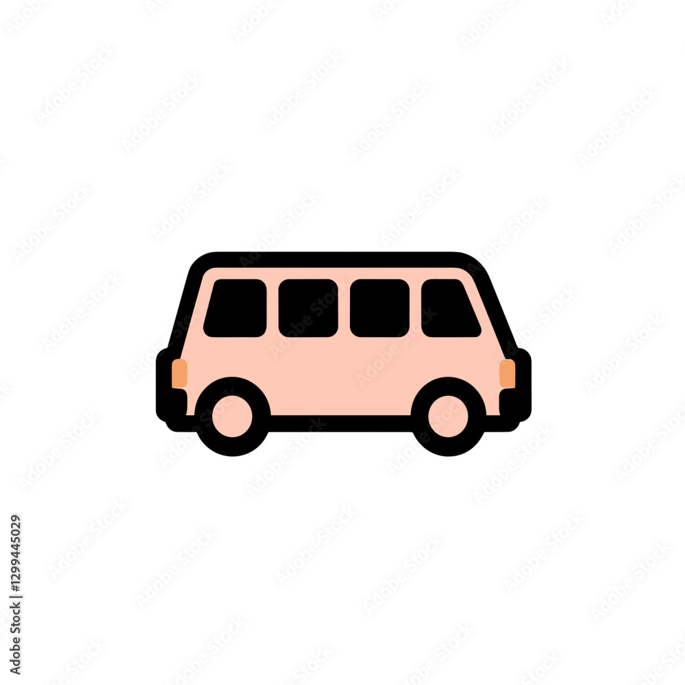 Cartoon van illustration on white background, transportation design Cartoon van illustration on white background, transportation design