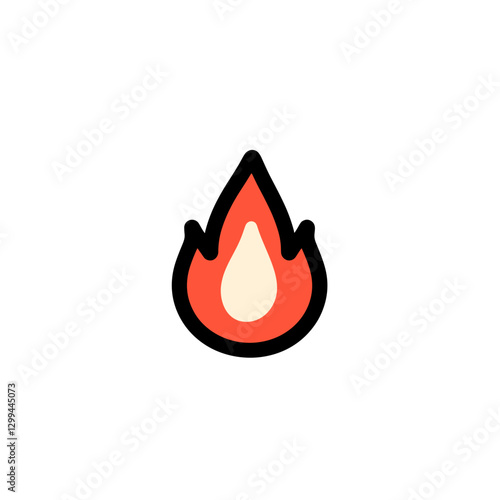 Stylized flame icon on white background, fire symbol