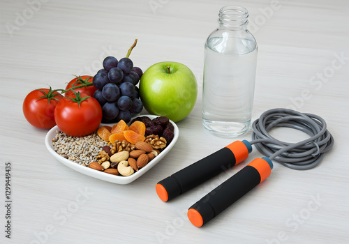 healthy food on white