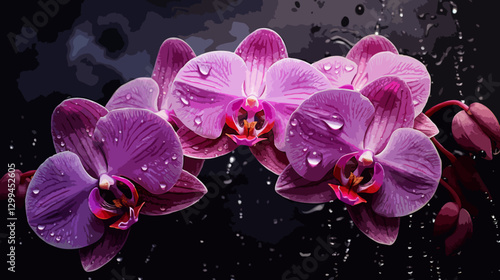 Pink wet orchid vector illustration
