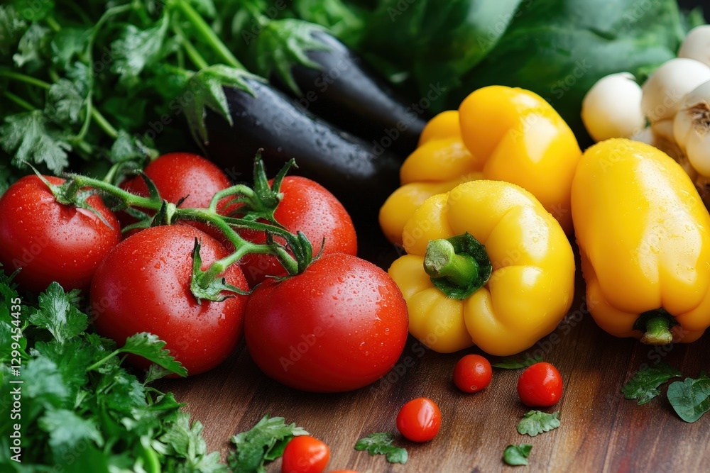 Fresh vegetables on wooden table promoting healthy eating Fresh vegetables on wooden table promoting healthy eating