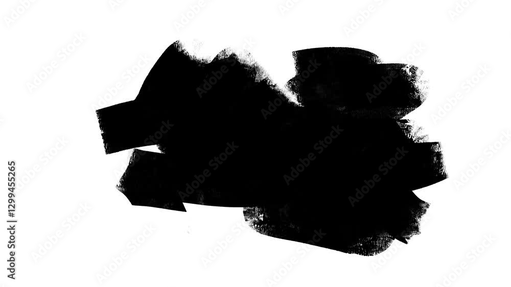 Transition brush stroke video. Animation of paint splash black and white.