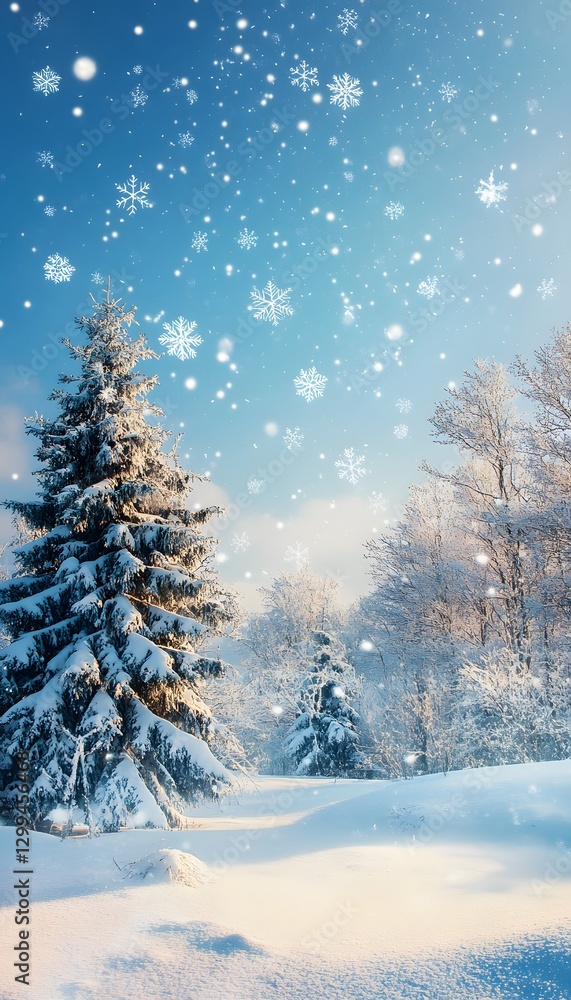 Snow covered winter trees and a beautiful blue sky background Snow covered winter trees and a beautiful blue sky background