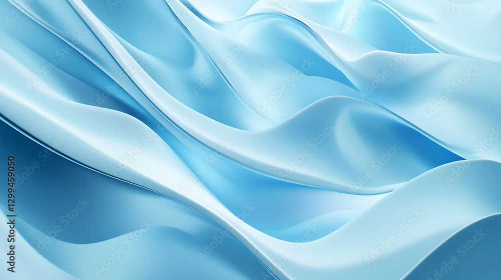 Obraz premium Abstract Blue Waves Smooth, Flowing, Elegant, Serene, 3D Render