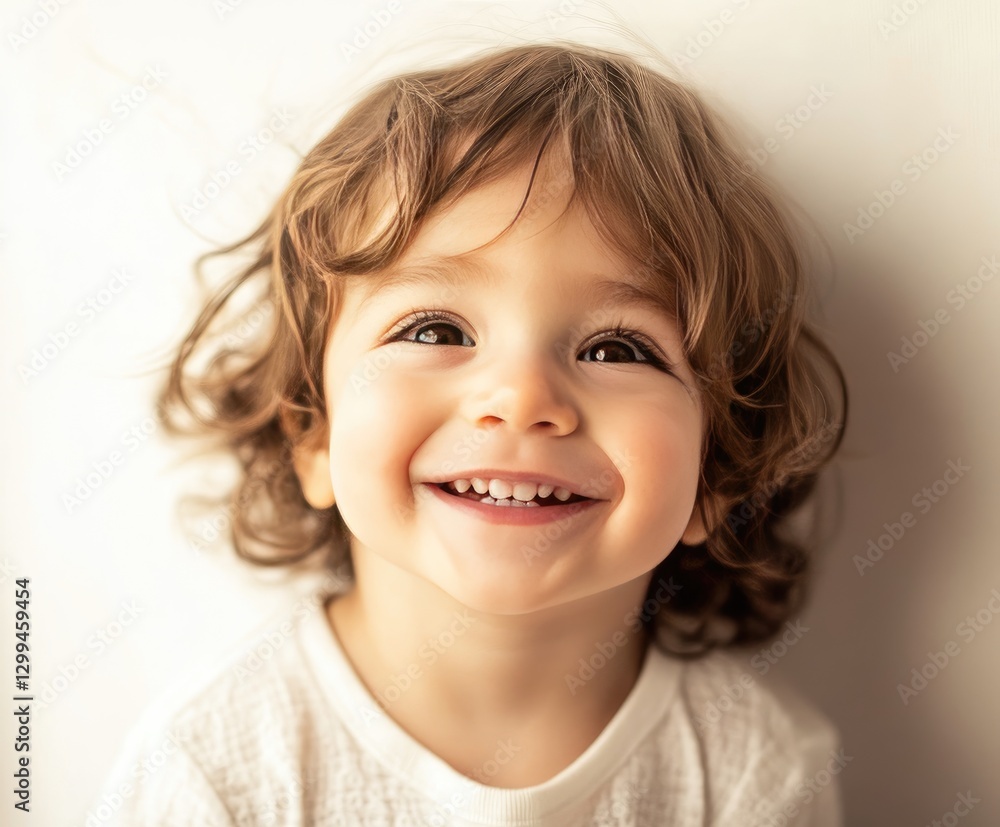 This happy toddler, around two years old, beams with joy and innocence. The soft natural light illuminates their expressive face, showcasing their bright eyes and lovely smile This happy toddler, around two years old, beams with joy and innocence. The soft natural light illuminates their expressive face, showcasing their bright eyes and lovely smile