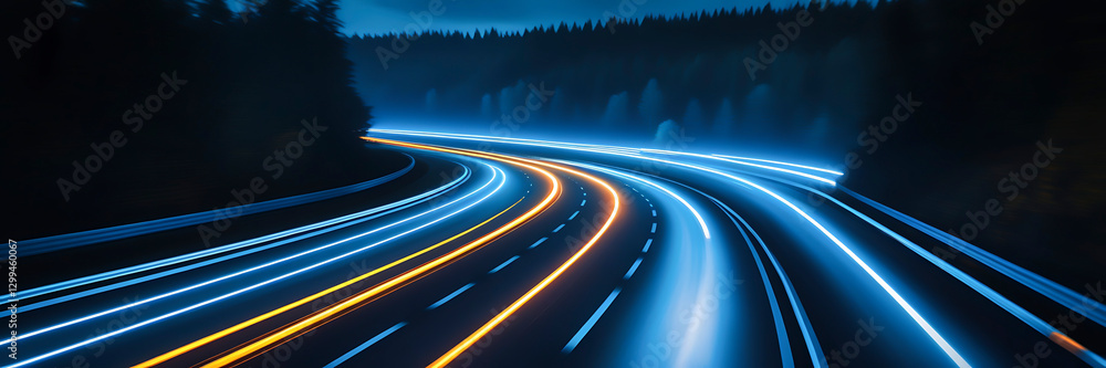 Fototapeta premium Accelerate Background. Speed Effect: Light and Motion Abstract Lines on Dark Surface