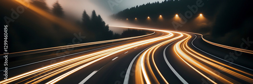 A long, curving road with many cars on it
