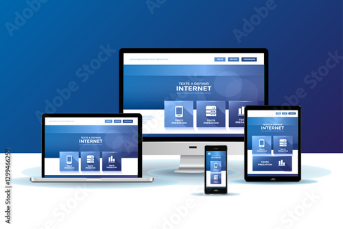 Responsive web design template realistic vector