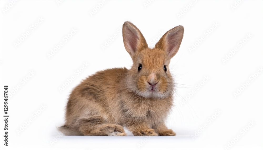 Four-Month-Old Rabbit: Sitting Isolated on White Background Four-Month-Old Rabbit: Sitting Isolated on White Background
