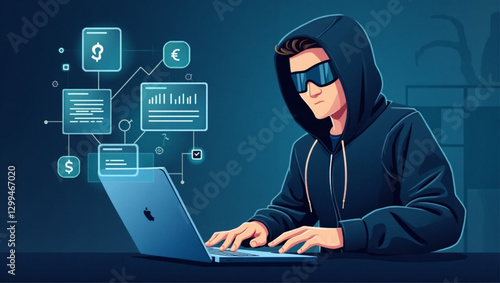 Hacker Attempting to Steal Financial Data Online Highlighting Cybersecurity Risks and Digital Banking Threats
